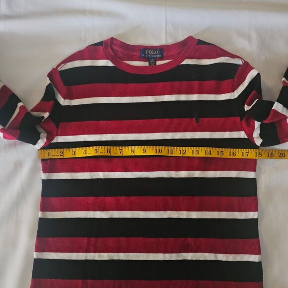 POLO Ralph Lauren Red/Multi Striped Waffle Knit Sweater Unisex Youth L (14-16) - Picture 9 of 16